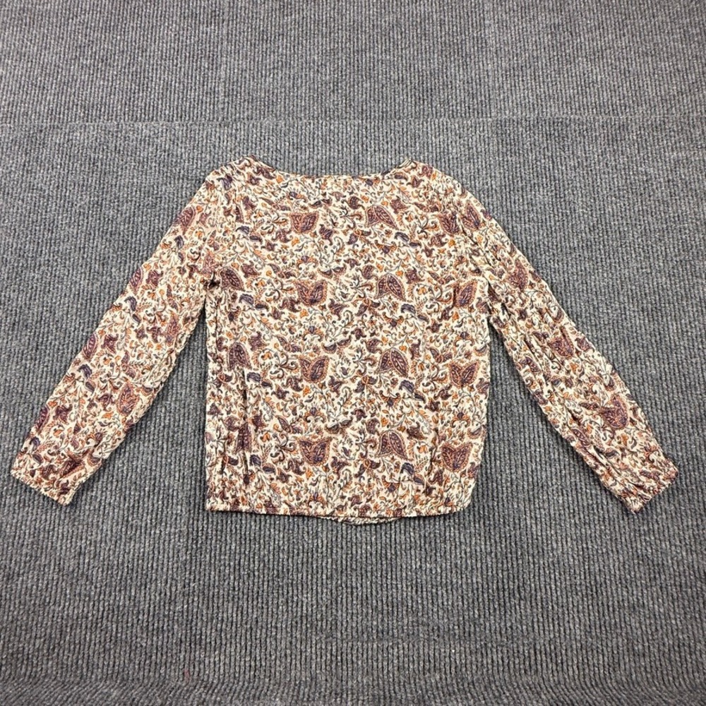 Lucky Brand Womens Size X-Small Paisley Floral Boho Peasant Blouse Orange Purple - Picture 9 of 10